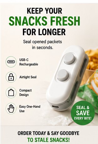 2-in-1 Mini Bag Sealer & Cutter – Rechargeable Heat Sealer