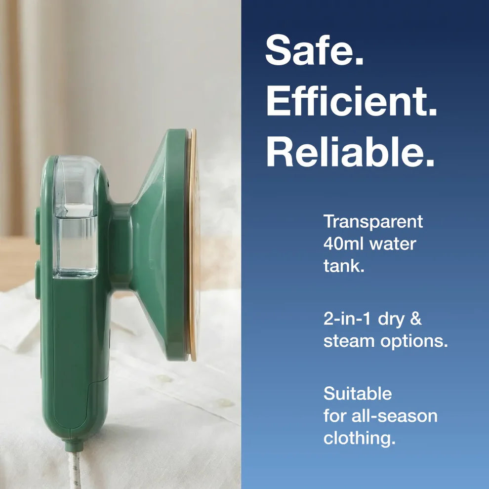 Mini Handheld Steam Iron — 2-in-1 Dry & Steam, 40ml Tank, Compact Travel Iron