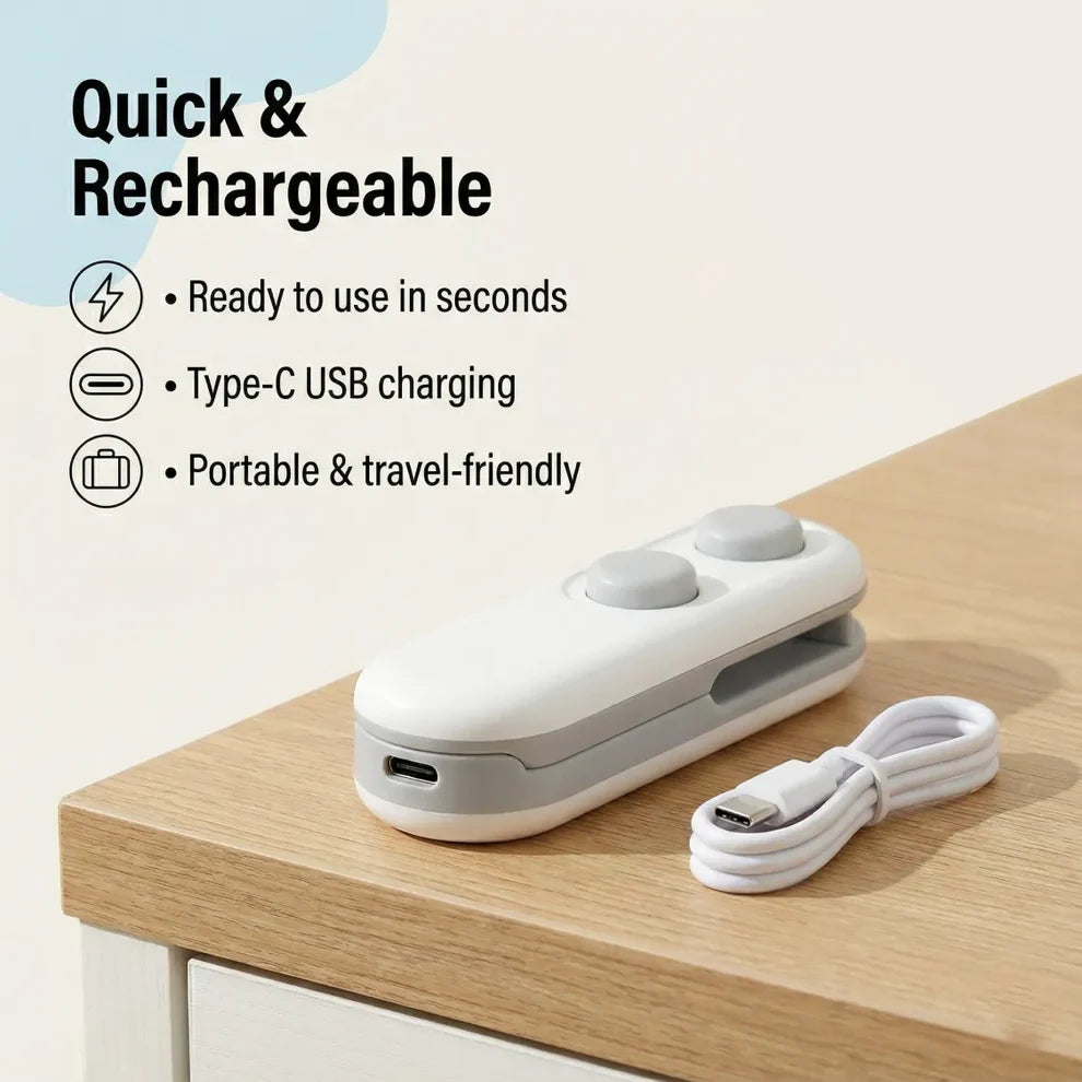 2-in-1 Mini Bag Sealer & Cutter – Rechargeable Heat Sealer