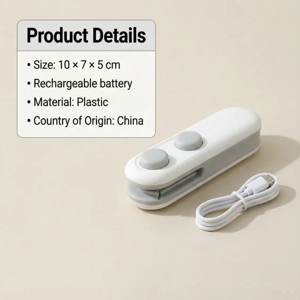 2-in-1 Mini Bag Sealer & Cutter – Rechargeable Heat Sealer